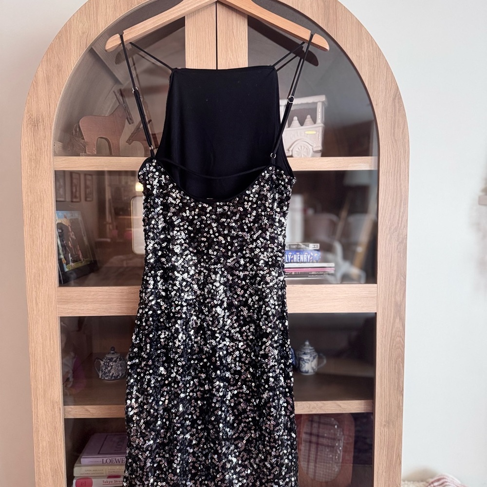 Blashe Black & Silver Halter Mini Dress BD05472 | Large Sparkly Party Cocktail - Picture 8 of 14